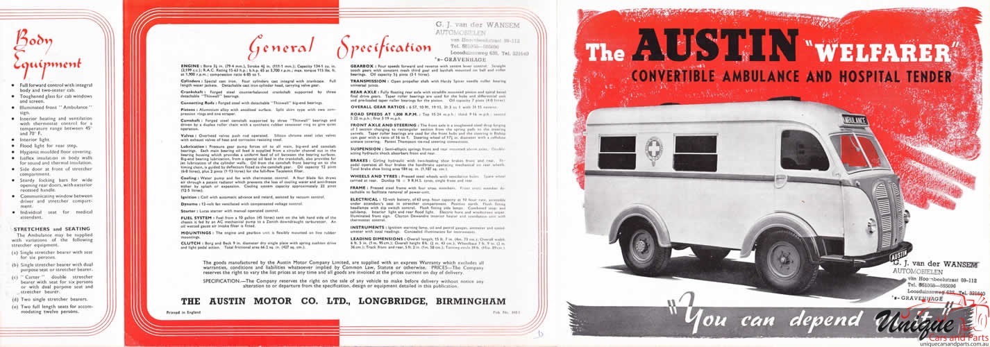 1950 Austin Welfarer Ambulance Brochure Page 2